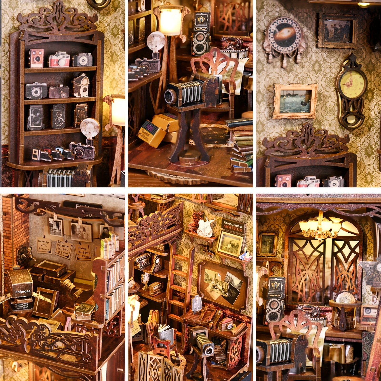 1pc Whimsical DIY Book Nook Kit - Enchanting Wooden Bookshelf Insert & Bookend Model, Light Brown - Ideal for Home & Office Decor, Perfect Gift for Christmas & Valentine's Day (Battery Not Included), Book Lover Gifts