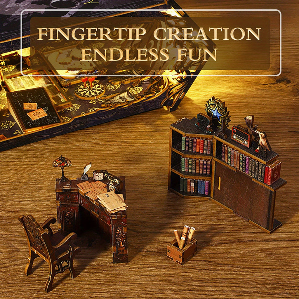 1pc DIY Miniature Book Nook Kit - Includes Furniture, LED Light, and Bookshelf Insert - Creative Birthday Gift for Book Lovers, DIY Dollhouse Decor Alley, and Home Decoration Enthusiasts