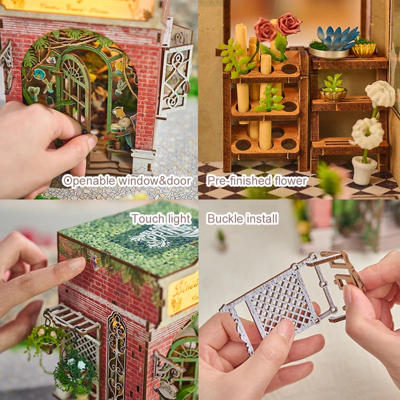 IIE CREATE US Warehouse 3D Wooden Puzzle Mini Book Nook Kit SL-37 Blossomary Atelier DIY House Miniature Dollhouse for Adult
