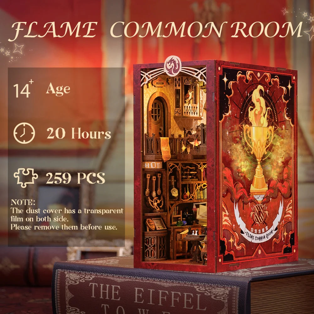 CuteBee Handmade Craft  3D Wooden Puzzle Bookshelf Decor Diorama  DIY Book Nook Kit with LED Light Book Nook Miniature Dollhouse