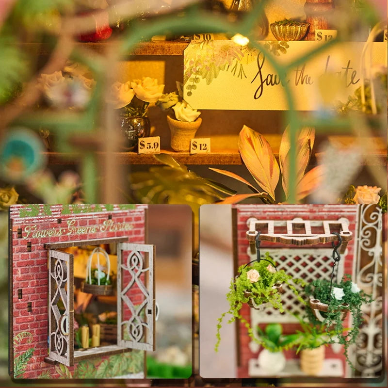 IIE CREATE US Warehouse 3D Wooden Puzzle Mini Book Nook Kit SL-37 Blossomary Atelier DIY House Miniature Dollhouse for Adult