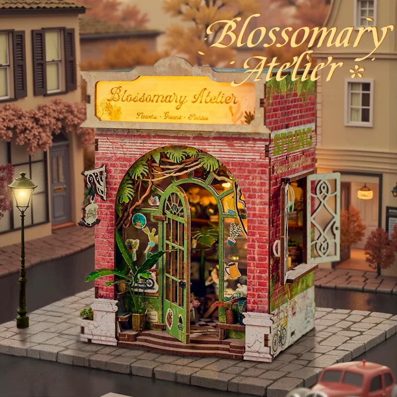 IIE CREATE US Warehouse 3D Wooden Puzzle Mini Book Nook Kit SL-37 Blossomary Atelier DIY House Miniature Dollhouse for Adult