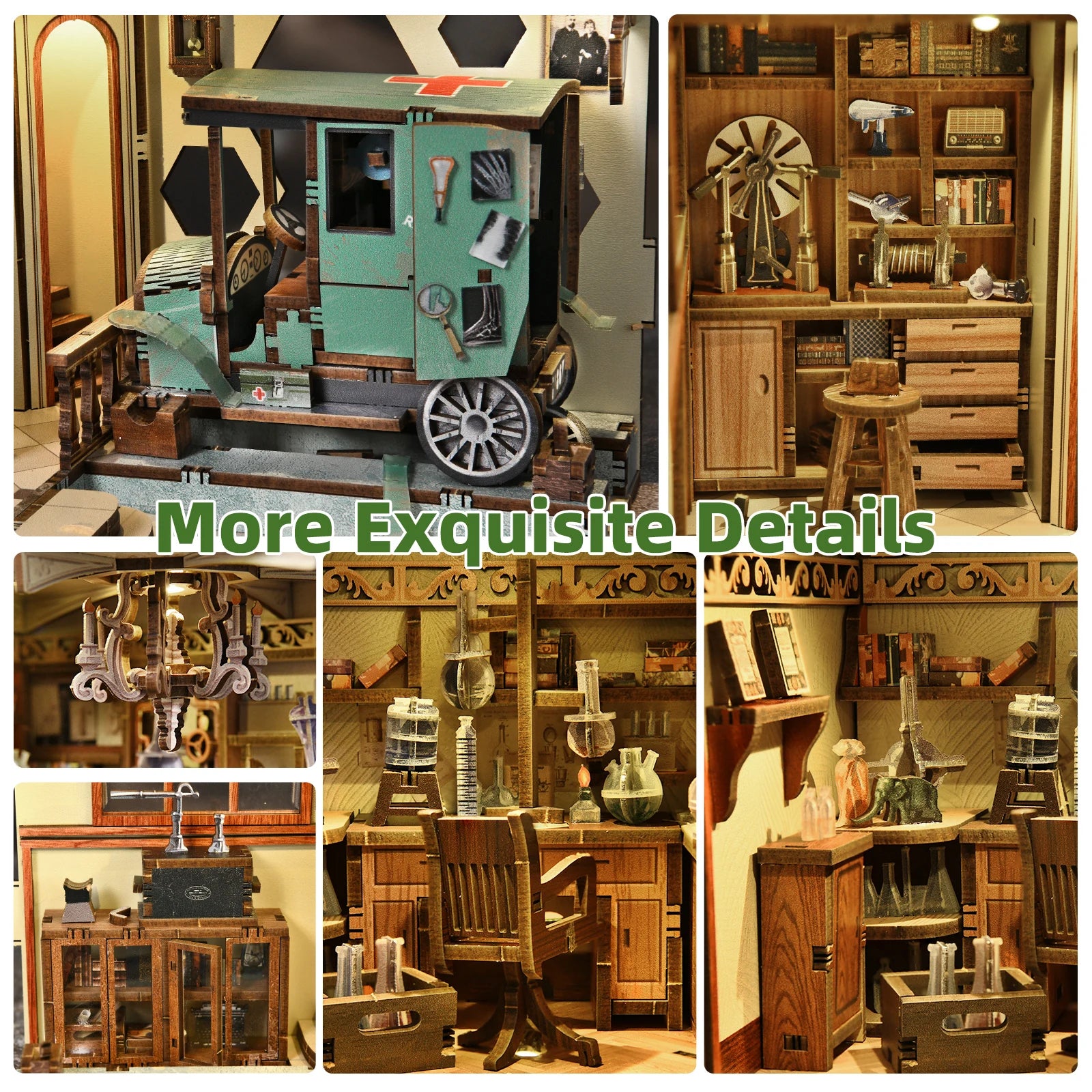 Minicity Book Nook Kit - 3D Wooden Puzzles for Adults, DIY Scene Miniature Kit (The Radium Lady)
