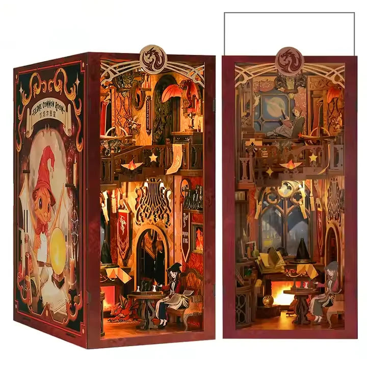 CuteBee Handmade Craft  3D Wooden Puzzle Bookshelf Decor Diorama  DIY Book Nook Kit with LED Light Book Nook Miniature Dollhouse
