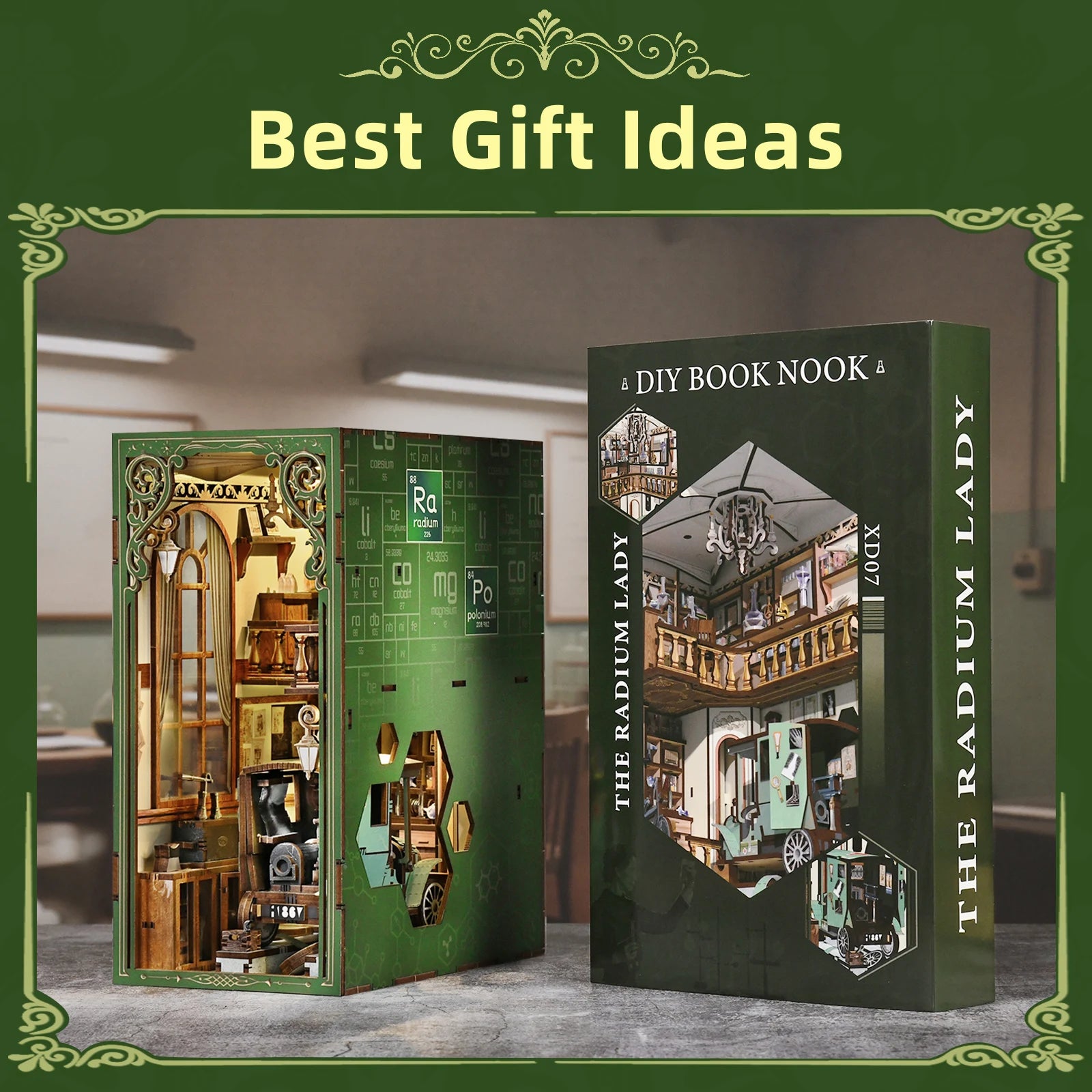 Minicity Book Nook Kit - 3D Wooden Puzzles for Adults, DIY Scene Miniature Kit (The Radium Lady)