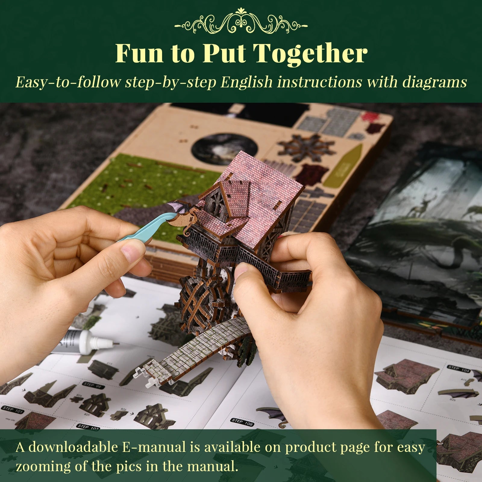 Minicity Book Nook 3D Wooden Book Nook Kit Diy Book Nook 3D Puzzles for Adults-Alice Down the Rabbit Hole