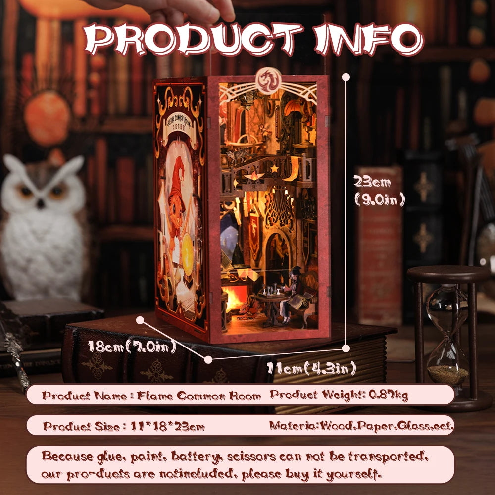 CuteBee Handmade Craft  3D Wooden Puzzle Bookshelf Decor Diorama  DIY Book Nook Kit with LED Light Book Nook Miniature Dollhouse