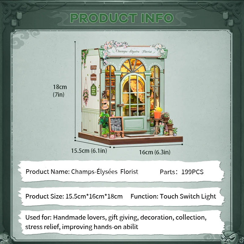 CUTEBEE Book Nook Kit DIY Miniature Model Dollhouse for Adults and Teens Bookshelf Decor 3D Wooden Puzzle Gifts for Family
