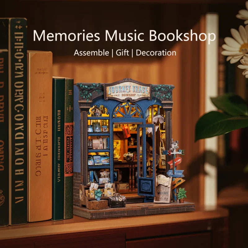 CUTEBEE Book Nook Kit DIY Miniature Model Dollhouse for Adults and Teens Bookshelf Decor 3D Wooden Puzzle Gifts for Family