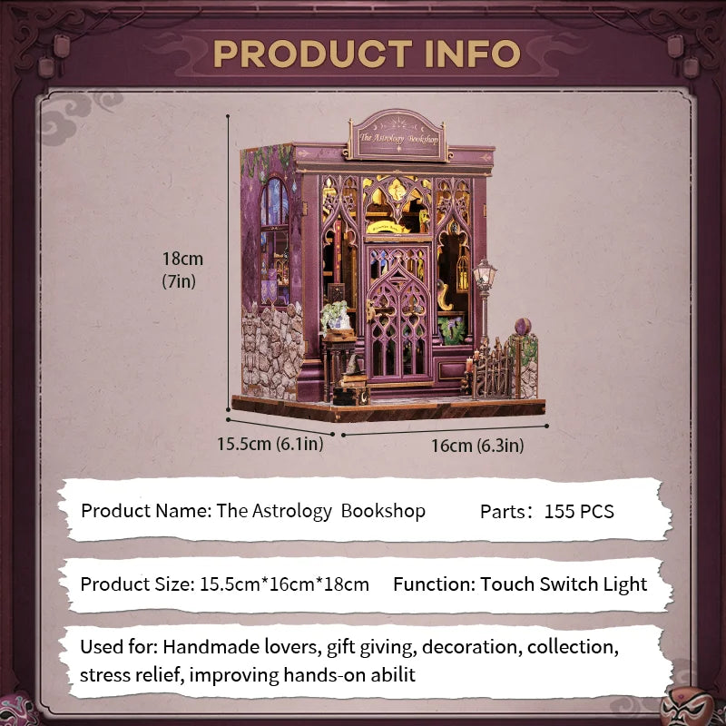 CUTEBEE Book Nook Kit DIY Miniature Model Dollhouse for Adults and Teens Bookshelf Decor 3D Wooden Puzzle Gifts for Family