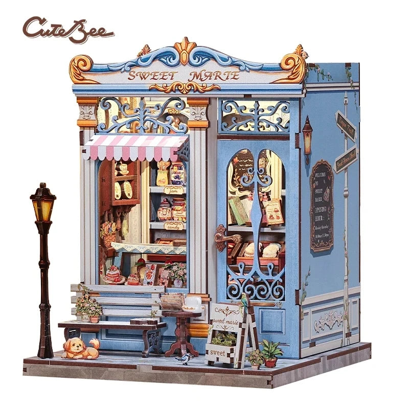 CUTEBEE Book Nook Kit DIY Miniature Model Dollhouse for Adults and Teens Bookshelf Decor 3D Wooden Puzzle Gifts for Family