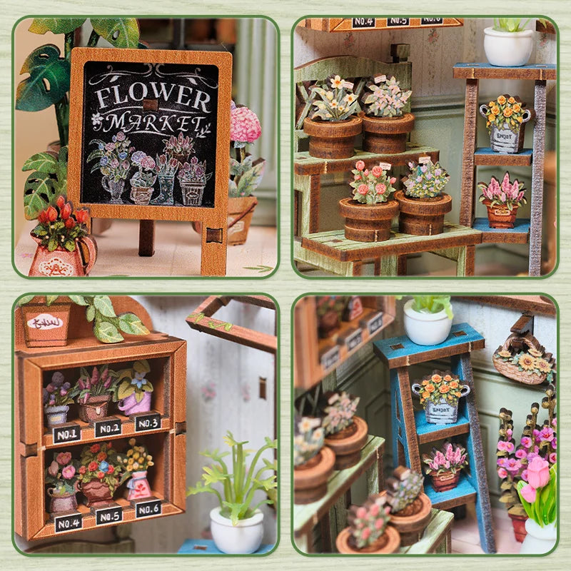 CUTEBEE Book Nook Kit DIY Miniature Model Dollhouse for Adults and Teens Bookshelf Decor 3D Wooden Puzzle Gifts for Family