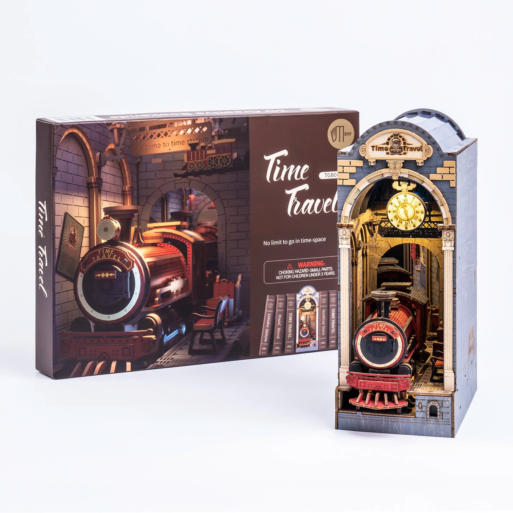 Robotime Rolife DIY Dollhouse Book Nook Time Travel 3D Wooden Puzzle Booknook for Bookshelf Insert Decor - TGB04