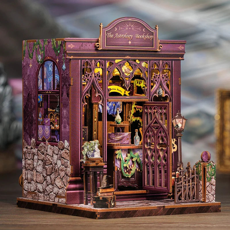 CUTEBEE Book Nook Kit DIY Miniature Model Dollhouse for Adults and Teens Bookshelf Decor 3D Wooden Puzzle Gifts for Family