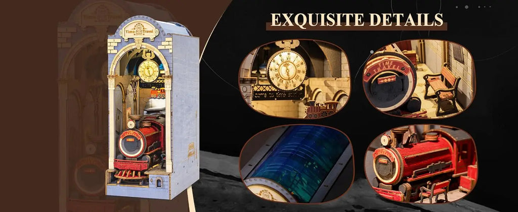 Robotime Rolife DIY Dollhouse Book Nook Time Travel 3D Wooden Puzzle Booknook for Bookshelf Insert Decor - TGB04