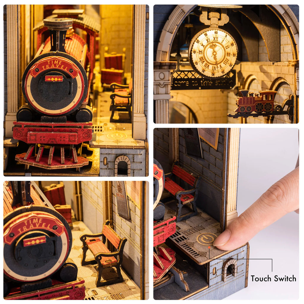 Robotime Rolife DIY Dollhouse Book Nook Time Travel 3D Wooden Puzzle Booknook for Bookshelf Insert Decor - TGB04