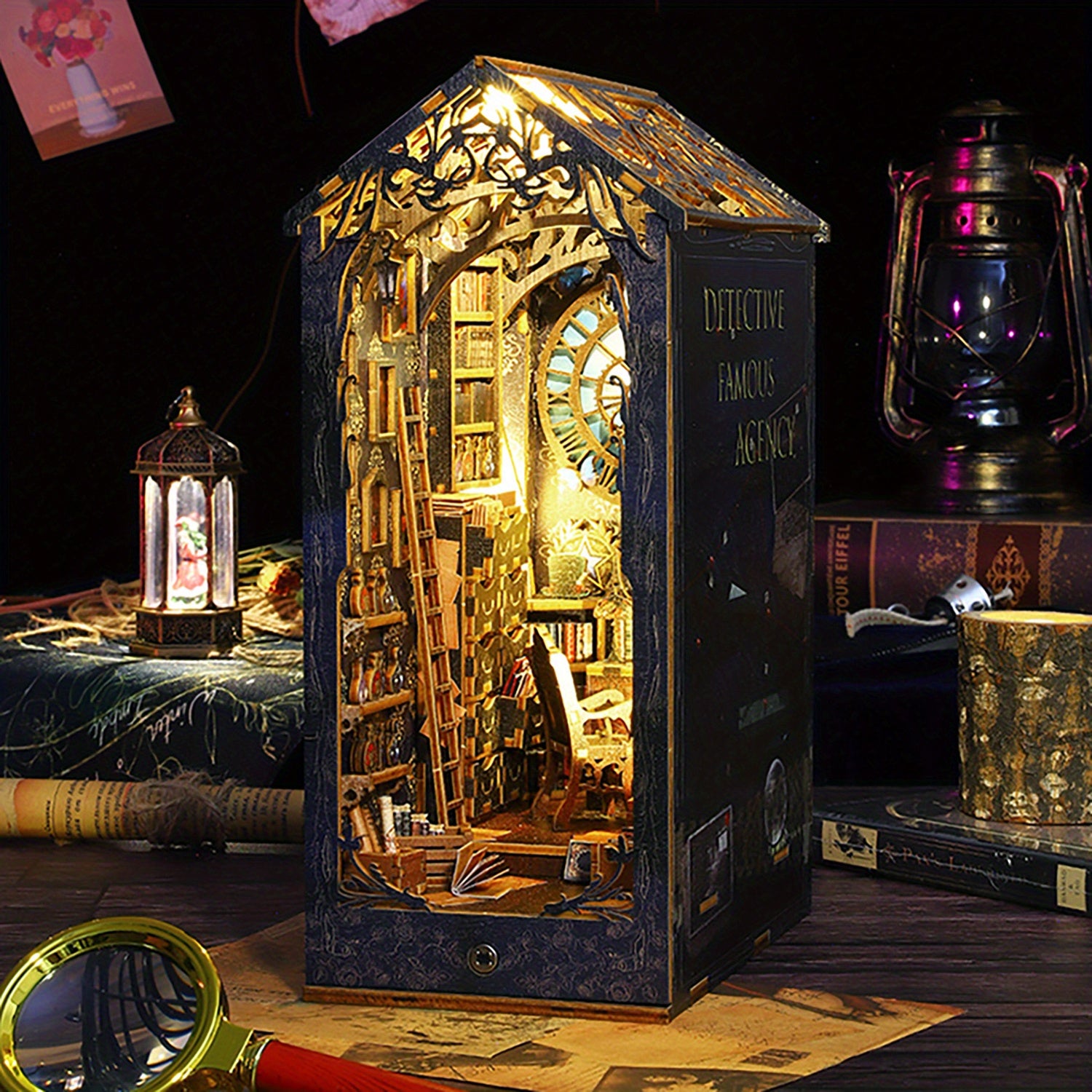 1pc DIY Miniature Book Nook Kit - Includes Furniture, LED Light, and Bookshelf Insert - Creative Birthday Gift for Book Lovers, DIY Dollhouse Decor Alley, and Home Decoration Enthusiasts