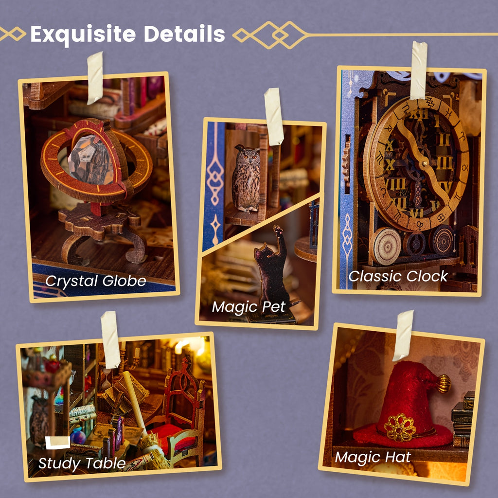 Book Nook Kit For Adults Teens, 3D Puzzles For Adults Bookshelf Decor, Wooden Booknook With Sensor Light, DIY Kits For Adults Crafts, Christmas Birthday Gifts For Him